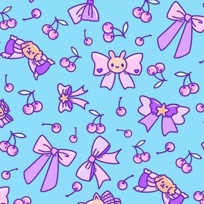 Cute Cherries and Bows for Kids in blue, pink and purple