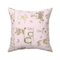 Watercolor Woodland Animals Baby Girl Nursery Pink Rotated 