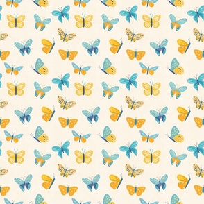 Orange blue butterflies. Baby boy simple modern kids home decor. / SMALL