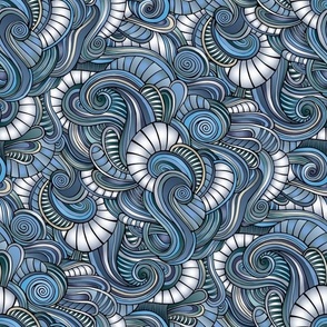 *Metallic* Boho Swirls in Violet, Blue, and Silver Multi - Optimized for Metallic Wallpaper