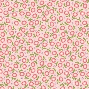 Whimsical Papaya Pink Blooms and Berries: Charming Small Floral Pattern for Spring Fashion and Home Décor
