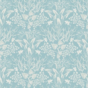 Aquatic Botanical 12x12 canal light blue and natural cream