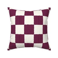 3" Textured Checkerboard Blender - Berry Purple and Cream - Extra Large (XL) Scale - Traditional Checker Pattern with Organic Edges and Linen Texture