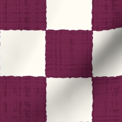 3" Textured Checkerboard Blender - Berry Purple and Cream - Extra Large (XL) Scale - Traditional Checker Pattern with Organic Edges and Linen Texture