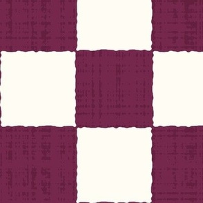 3" Textured Checkerboard Blender - Berry Purple and Cream - Extra Large (XL) Scale - Traditional Checker Pattern with Organic Edges and Linen Texture