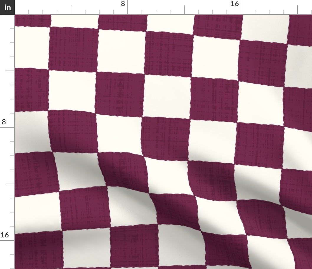 3" Textured Checkerboard Blender - Berry Purple and Cream - Extra Large (XL) Scale - Traditional Checker Pattern with Organic Edges and Linen Texture