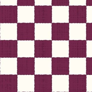 1.5" Textured Checkerboard Blender - Berry Purple and Cream - Medium Scale - Traditional Checker Pattern with Organic Edges and Linen Texture