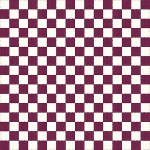 1/2" Textured Checkerboard Blender - Berry Purple and Cream - Extra Small (XS) Scale - Traditional Checker Pattern with Organic Edges and Linen Texture