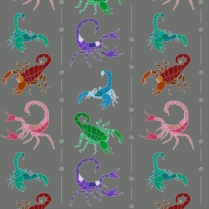 Scorpions vibrant colors on gray - large scale print 