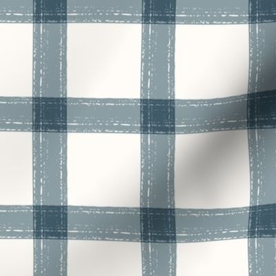 Textured gingham in slate blue and cream - large size