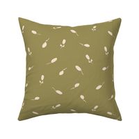 Simply Dry creamy Stems on warm green background // Block print style // Small