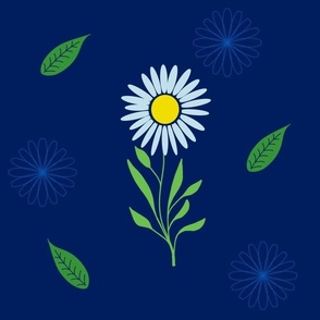 Daisies on Navy blue