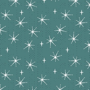 Retro 1950s Sparkles and Stars // Teal