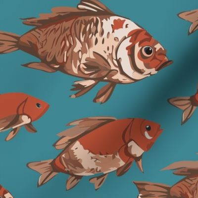 Koi Carp in Brown and Red