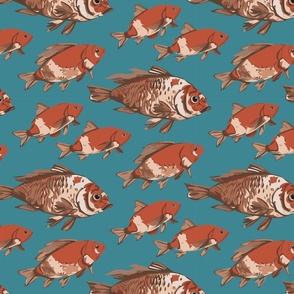 Koi Carp in Brown and Red