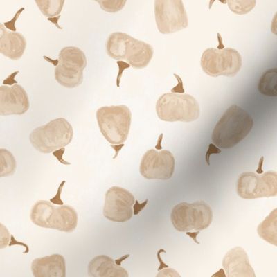 Earthy toned watercolour pumpkins - fall pumpkins in beige and tan colours - mediums size