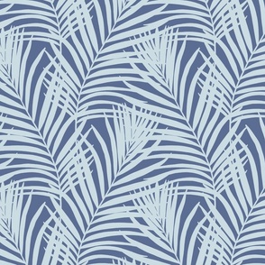 Coastal Palm Leaves - Blue Nova