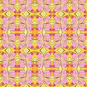 french country pink and yellow grid