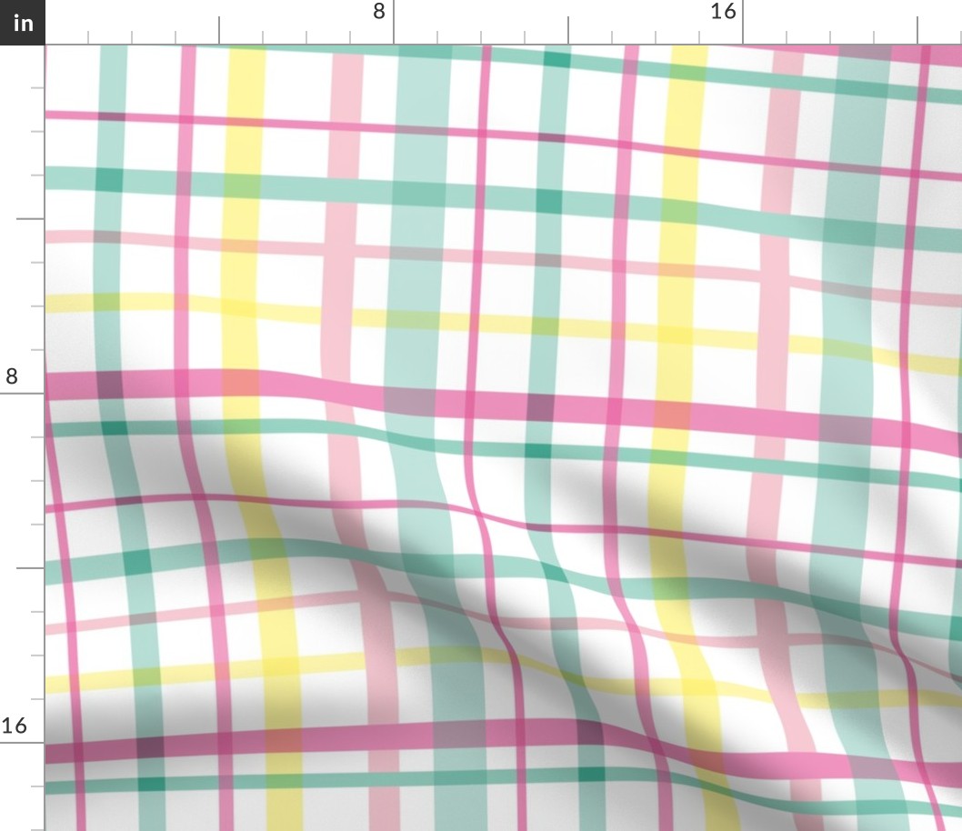 PLAID Pastel Pink Mint Green Yellow SMALL SCALE