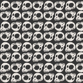 cute skulls cemetery monochrome charcoal black and cream_small scale