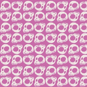 cute skulls cemetery monochrome vibrant magenta pink and cream_small scale