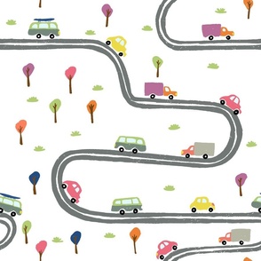 Cars on the road | Large Version | Children toy car print