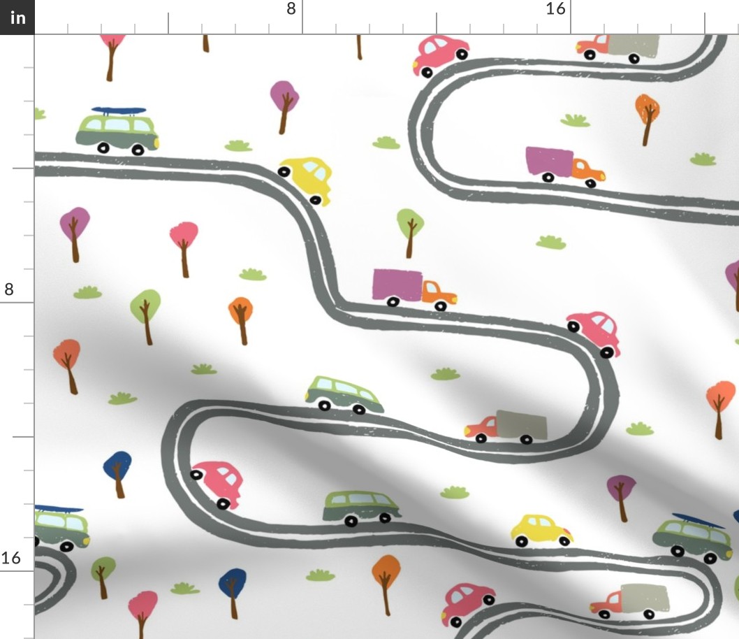 Cars on the road | Large Version | Children toy car print
