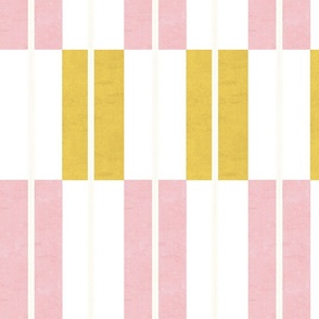 Irregular stripe in pink and yellow - stacked bricks - slim tile