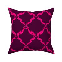 Simple damask, small scale, hot pink and wine