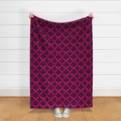 Simple damask, small scale, hot pink and wine