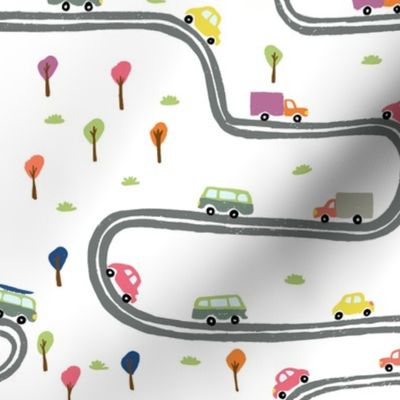 Cars on the road | Medium Version | Children toy car print