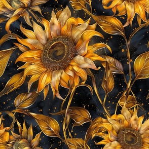 Sunflowers in Gold and Black