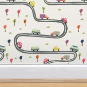 Cars on the road | Small Version | Children toy car print