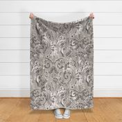 Antique scroll/damask, neutral, large scale