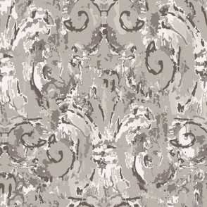 Antique scroll/damask, neutral, large scale