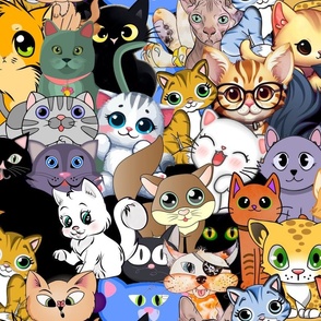 stacked cartoon cats