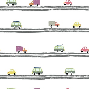 Toy cars driving | Large Version | cute, kids pattern print