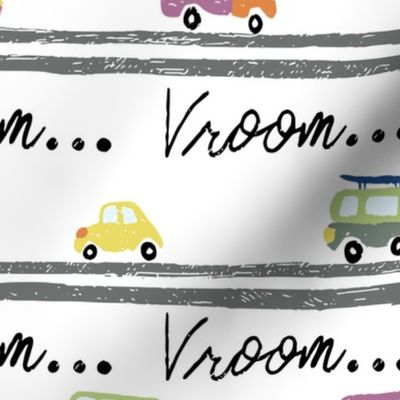 Toy cars driving - Vroom | Large Version | cute, kids pattern print