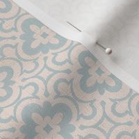 Linen Stamped Clover Geometric - Soft Blue