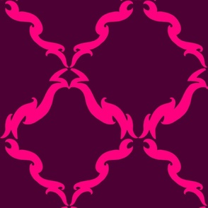 Simple damask, large, hot pink and wine
