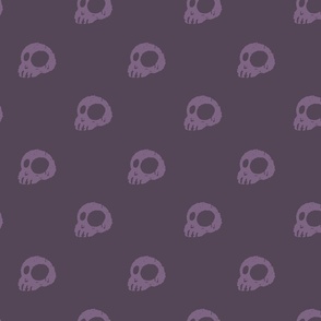 halloween one eye  cute skull monochrome on retro purple _small scale