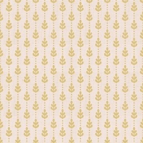 Linen Stamped Leaf Stripes Yellow