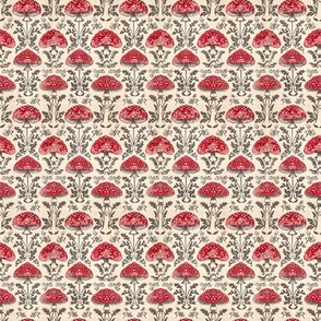 Whimsical Forest: Red Toadstool and Fern Pattern
