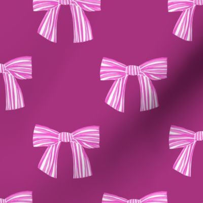 Medium scale 11 inch// Electric pink  pink striped bows