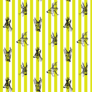 Vintage Deer Fabric Green Stripes