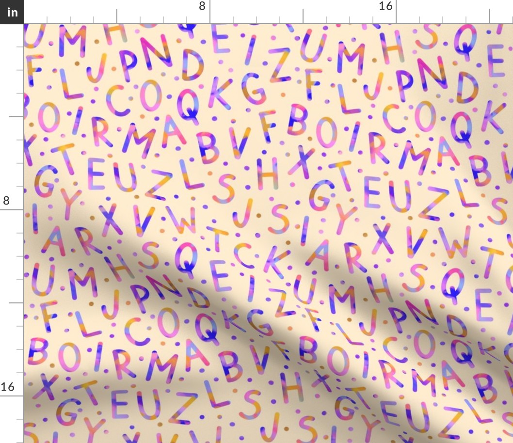 Colourful alphabet on yellow