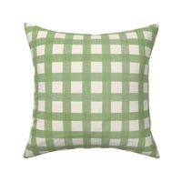 Green Gingham Checker Square on Ivory - Medium