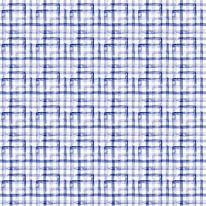 3" Watercolor plaid in navy and pale blue