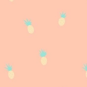 S Tropical Pineapple, Bold Fruit in Summer, Coral Aqua Yellow and Pink
