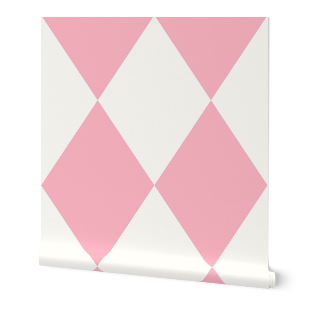 Pink and White Harlequin Diamond Jumbo 24in repeat
